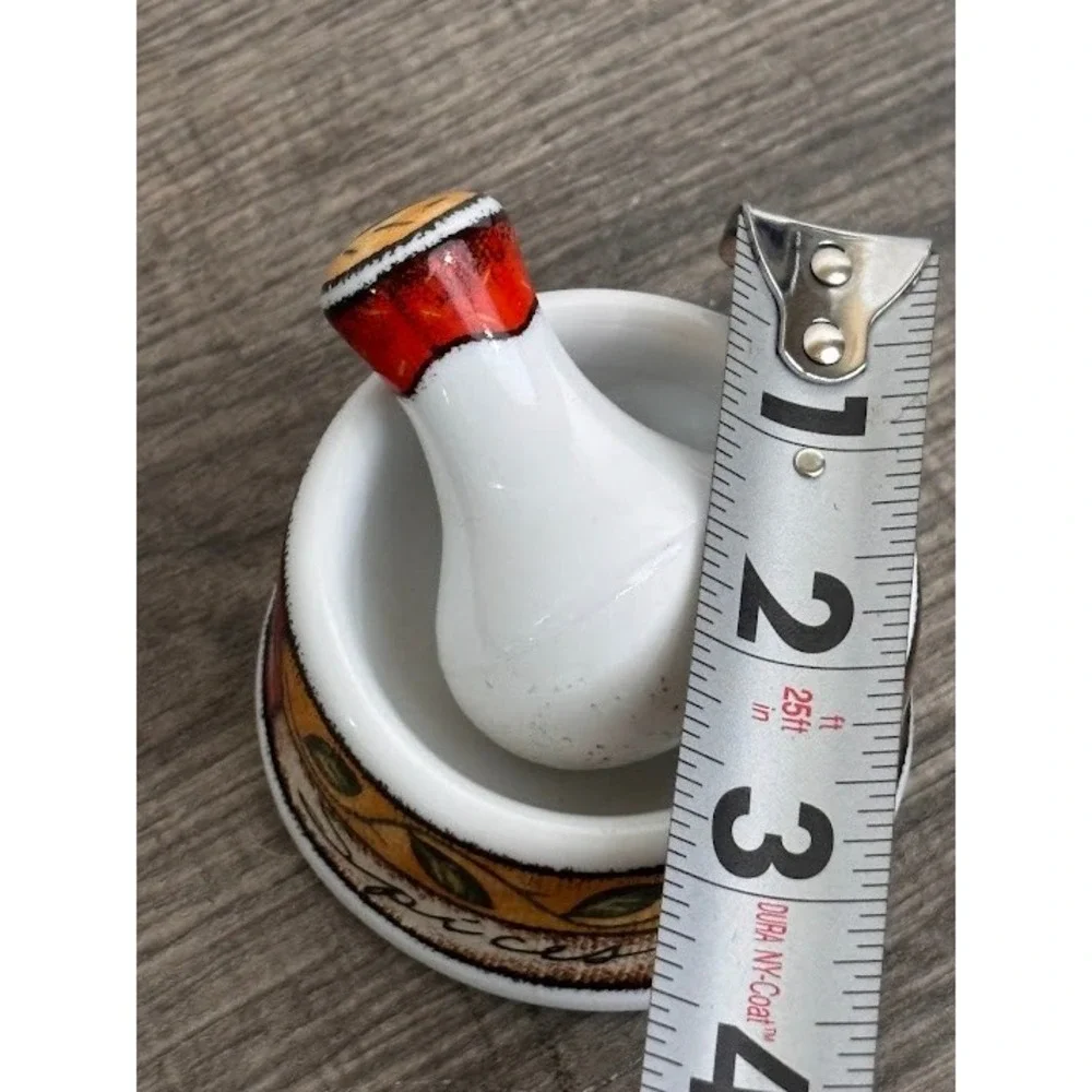 Joie MSC International Ceramic Mini Mortar and Pestle Set Spices Garlic Design